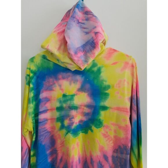 Dyenomite Colorful Bright Tie Dye Hooded LS Pullover Shirt  Small No Drawstring - Picture 5 of 8